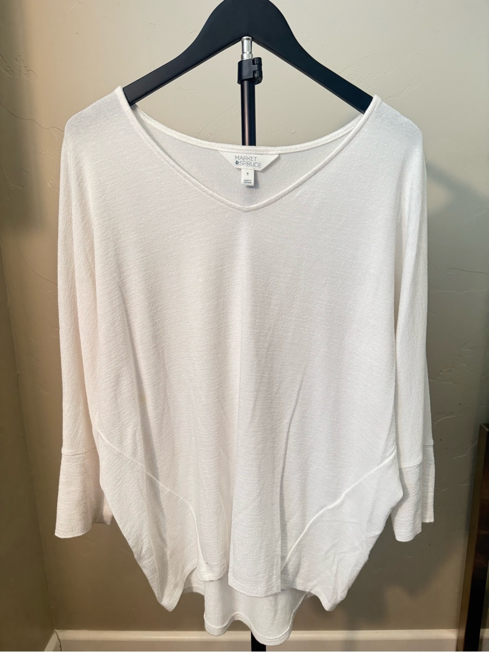 Market & Spruce Ivory Dolman Sleeve V-Neck Knit Tunic Top Medium